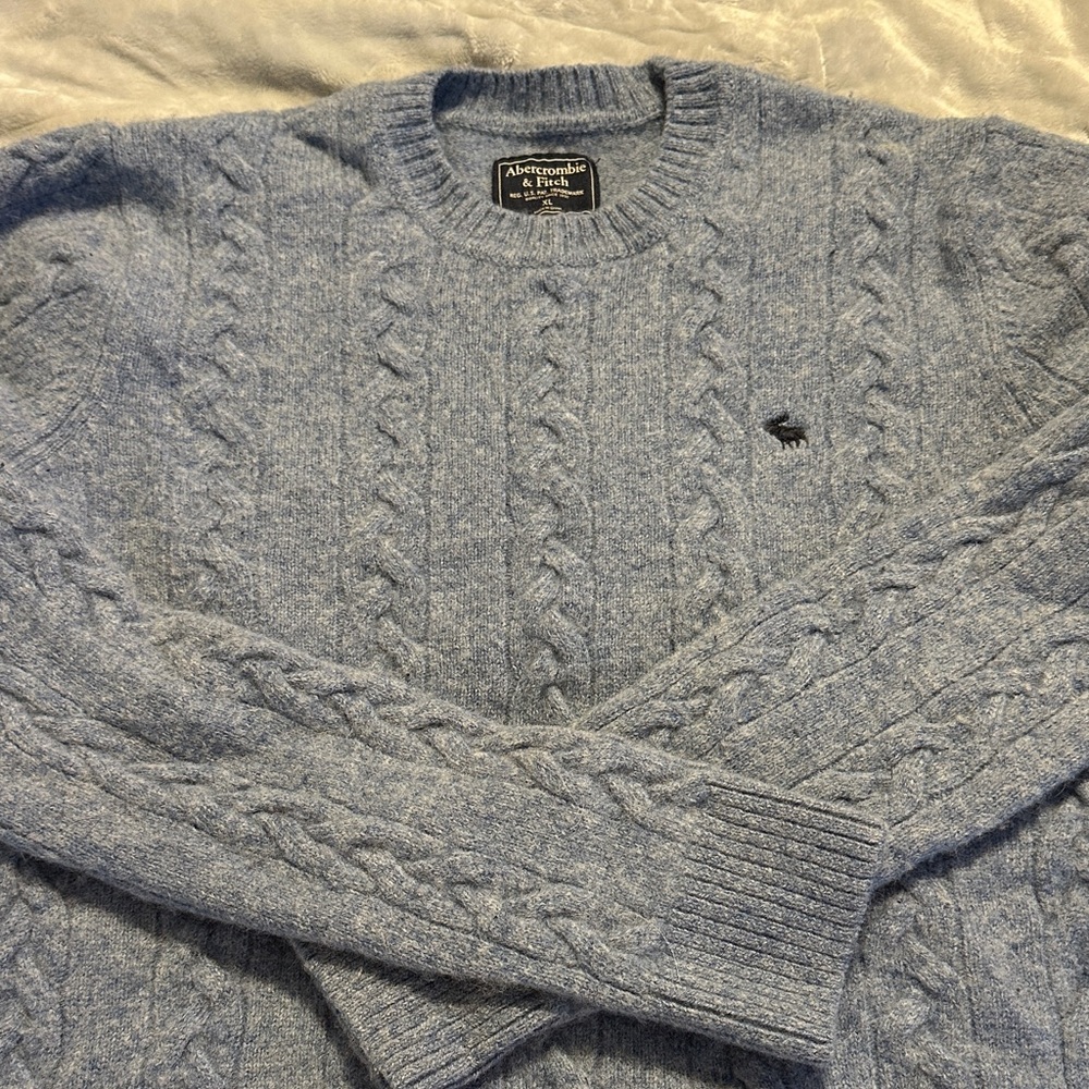 Abercrombie & Fitch Light Blue Cable Knit Sweater